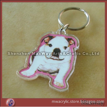 Decent clear promotion dog-shaped acrylic/PMMA keychain/key ring/key holder